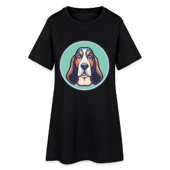 Bleu Gascogne Basset Chien Race Drôle Dessin Animé Kawaii - Robe T-shirt Femme - noir - Devant