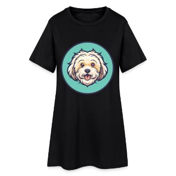 Bolognaise Chien Race Dessin Animé Kawaii Clipart Animal - Robe T-shirt Femme - noir - Devant