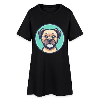 Border Terrier Chien Race Dessin animé Kawaii Clipart - Robe T-shirt Femme - noir - Devant