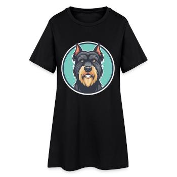 Bouvier des Flandres Chien Race Dessin animé Kawaii Pet - Robe T-shirt Femme - noir - Devant