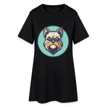 Griffon de Bruxelles Race de chien Dessin animé Kawaii Clipart - Robe T-shirt Femme - noir - Devant