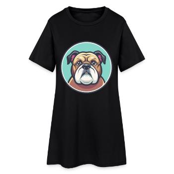 Bouledogue Chien Race Dessin animé Personnage Kawaii Clipart - Robe T-shirt Femme - noir - Devant