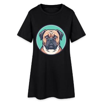 Bullmastiff Chien Race Drôle Dessin animé Kawaii Clipart - Robe T-shirt Femme - noir - Devant