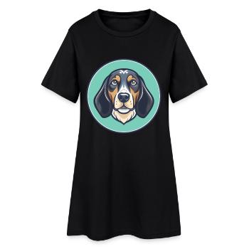 Bluetick Coonhound Hunderasse Karikatur Kawaii - Frauen T-Shirt-Kleid - Schwarz - Vorne