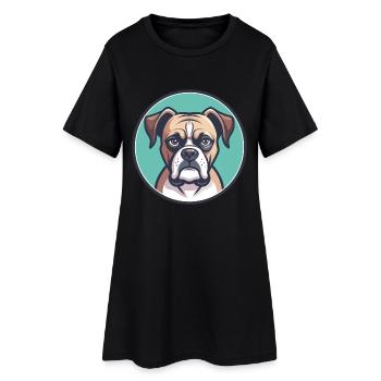 Boxer chien race dessin animé Kawaii Clipart animal de compagnie - Robe T-shirt Femme - noir - Devant