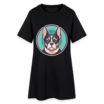 Braque Du Bourbonnais Hunderasse Cartoon Kawaii Haustier - Frauen T-Shirt-Kleid - Schwarz - Vorne