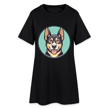 Cao da serra de Aires race de chien dessin animé Kawaii animal de compagnie - Robe T-shirt Femme - noir - Devant