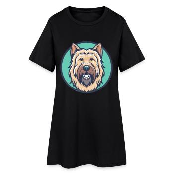 Briard Dog Breed Cartoon Kawaii Clipart Animal Pet - Women’s T-Shirt Dress - black - Front