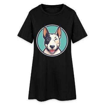 Bull Terrier Chien Race Dessin animé Kawaii Clipart Animal de compagnie - Robe T-shirt Femme - noir - Devant