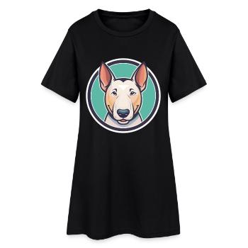 Bull Terrier Miniature Chien Race Dessin Animé Kawaii - Robe T-shirt Femme - noir - Devant