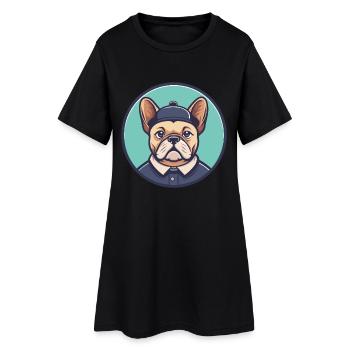 Chien Français Dog Breed Cartoon Kawaii Clipart - Robe T-shirt Femme - noir - Devant