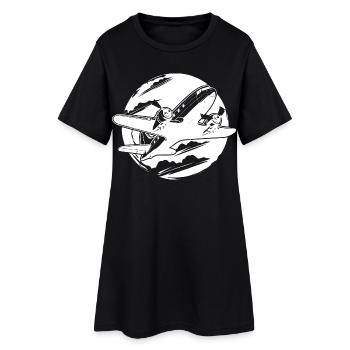 Dessin d’avion - Robe T-shirt Femme - noir - Devant