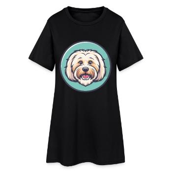 Coton De Tulear Chien Race Dessin animé Kawaii Clipart - Robe T-shirt Femme - noir - Devant