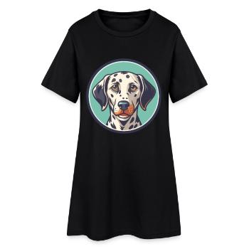 Chien Dalmatien Race Dessin Animé Kawaii Clipart Animal - Robe T-shirt Femme - noir - Devant