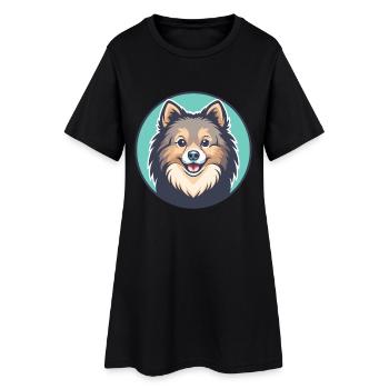 Spitz danois chien race dessin animé Kawaii Clipart animal de compagnie - Robe T-shirt Femme - noir - Devant