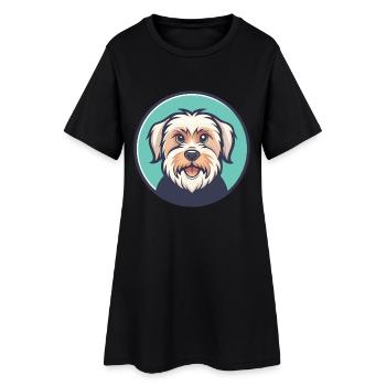 Dandie Dinmont Terrier Dog Breed Cartoon Kawaii - Women’s T-Shirt Dress - black - Front