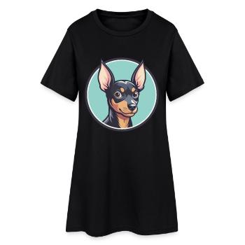 Anglais Toy Terrier Chien Race Drôle Dessin Animé Kawaii - Robe T-shirt Femme - noir - Devant