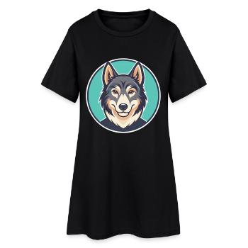 Tchécoslovaque chien-loup chien race dessin animé Kawaii animal de compagnie - Robe T-shirt Femme - noir - Devant