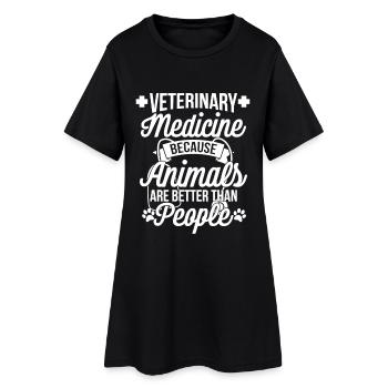 Veterinär Tiere besser sind als Menschen - Frauen T-Shirt-Kleid - Schwarz - Vorne
