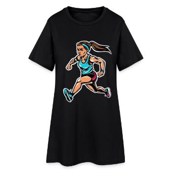 Graphic Runner - Women’s T-Shirt Dress - black - Front
