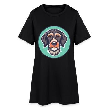 German Roughhaired Pointer Dog Breed Funny Cartoon - Women’s T-Shirt Dress - black - Front