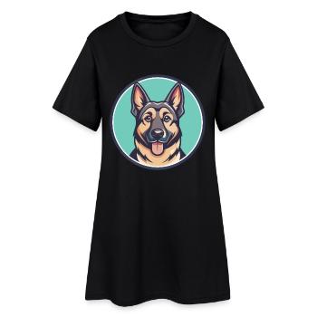 Chien de chasse allemand race dessin animé Kawaii Clipart animal de compagnie - Robe T-shirt Femme - noir - Devant