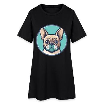 Bouledogue Français Chien Race Dessin animé Kawaii Clipart - Robe T-shirt Femme - noir - Devant
