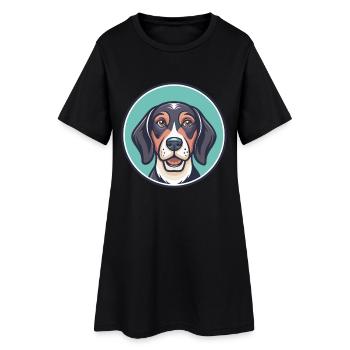 Halden Hound Chien Race Dessin animé Kawaii Clipart Animal de compagnie - Robe T-shirt Femme - noir - Devant