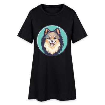 Deutsche Spitz Hunderasse Cartoon Kawaii Clipart Haustier - Frauen T-Shirt-Kleid - Schwarz - Vorne