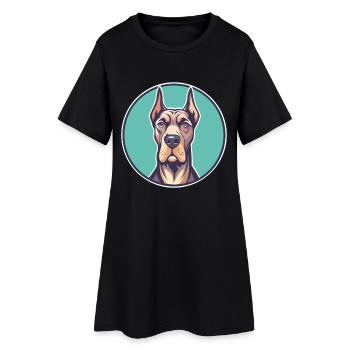 Dogue Allemand Chien Race Dessin Animé Kawaii Clipart Animal - Robe T-shirt Femme - noir - Devant