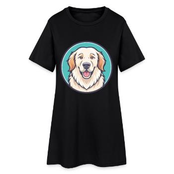 Grande Pyrénées Chien Race Dessin animé Kawaii Clipart - Robe T-shirt Femme - noir - Devant