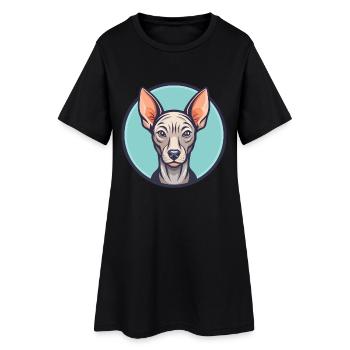 Inka haarlose Hunderasse Cartoon Kawaii Clipart Haustier - Frauen T-Shirt-Kleid - Schwarz - Vorne