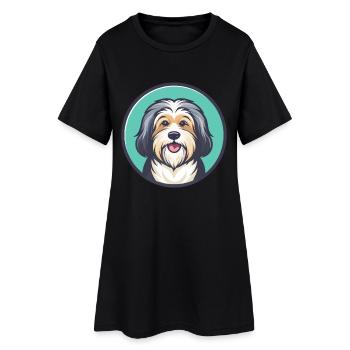 Race de chien havanais Dessin animé coloré Kawaii Clipart - Robe T-shirt Femme - noir - Devant