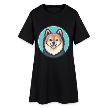 Indischer Spitz Hund Rasse Cartoon Kawaii Clipart Haustier - Frauen T-Shirt-Kleid - Schwarz - Vorne