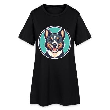 Kai Ken Chien Race Dessin Animé Personnage Kawaii Clipart - Robe T-shirt Femme - noir - Devant