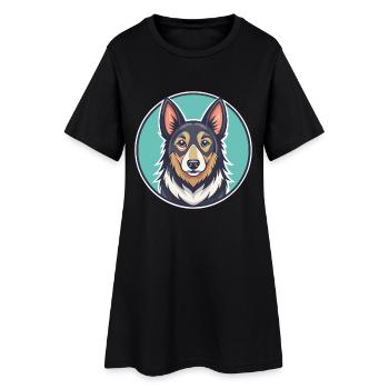 Indischer Paria Hund Rasse Karikatur Kawaii Clipart Haustier - Frauen T-Shirt-Kleid - Schwarz - Vorne