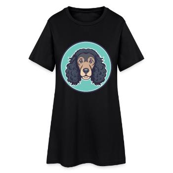 Irischer Wasserspaniel Hund Rasse Lustige Karikatur Kawaii - Frauen T-Shirt-Kleid - Schwarz - Vorne