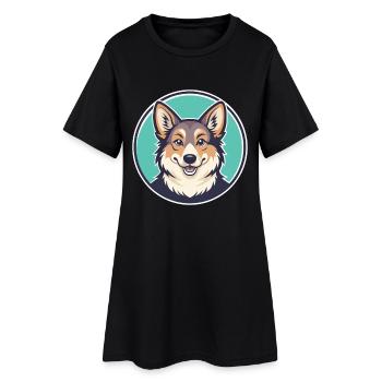 Italien Volpino Chien Race Dessin animé Kawaii Clipart - Robe T-shirt Femme - noir - Devant