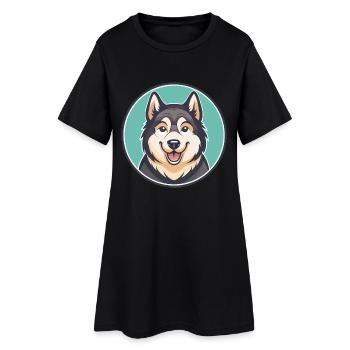 Kamchatka Sled Dog Breed Cartoon Kawaii Clipart - Women’s T-Shirt Dress - black - Front