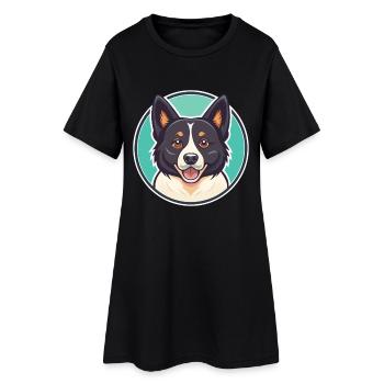 Ours Carélien Chien Race Dessin animé Kawaii Clipart Animal de compagnie - Robe T-shirt Femme - noir - Devant