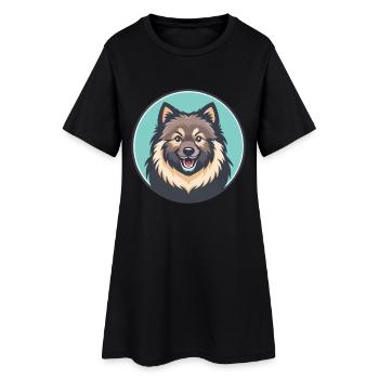 Keeshond Hunderasse Bunte Karikatur Kawaii Clipart - Frauen T-Shirt-Kleid - Schwarz - Vorne