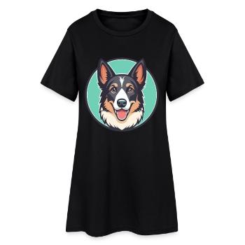 Chien de berger de Majorque Race Dessin animé Kawaii Clipart - Robe T-shirt Femme - noir - Devant