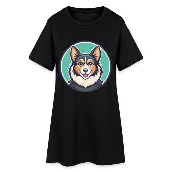 Lapinporokoira Chien Race Dessin animé Kawaii Clipart - Robe T-shirt Femme - noir - Devant