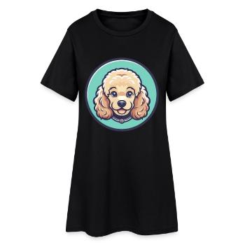 Miniature Poodle Dog Breed Cartoon Kawaii Clipart - Women’s T-Shirt Dress - black - Front
