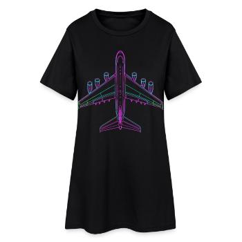 Avion Look des années 80 - Robe T-shirt Femme - noir - Devant