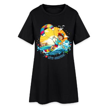 Illustration colorée d’un kitesurfeur - Robe T-shirt Femme - noir - Devant