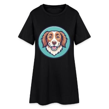 Nova Scotia Duck Tolling Retriever Dog Cartoon Pet - Women’s T-Shirt Dress - black - Front