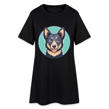 Mudi Chien Race Dessin Animé Kawaii Clipart Illustration - Robe T-shirt Femme - noir - Devant