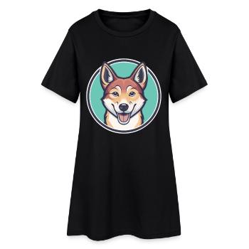 Nouvelle-Guinée Chien Chantant Race Dessin Animé Kawaii - Robe T-shirt Femme - noir - Devant