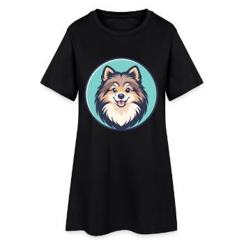 Spitz nordique chien race dessin animé Kawaii Clipart animal de compagnie - Robe T-shirt Femme - noir - Devant